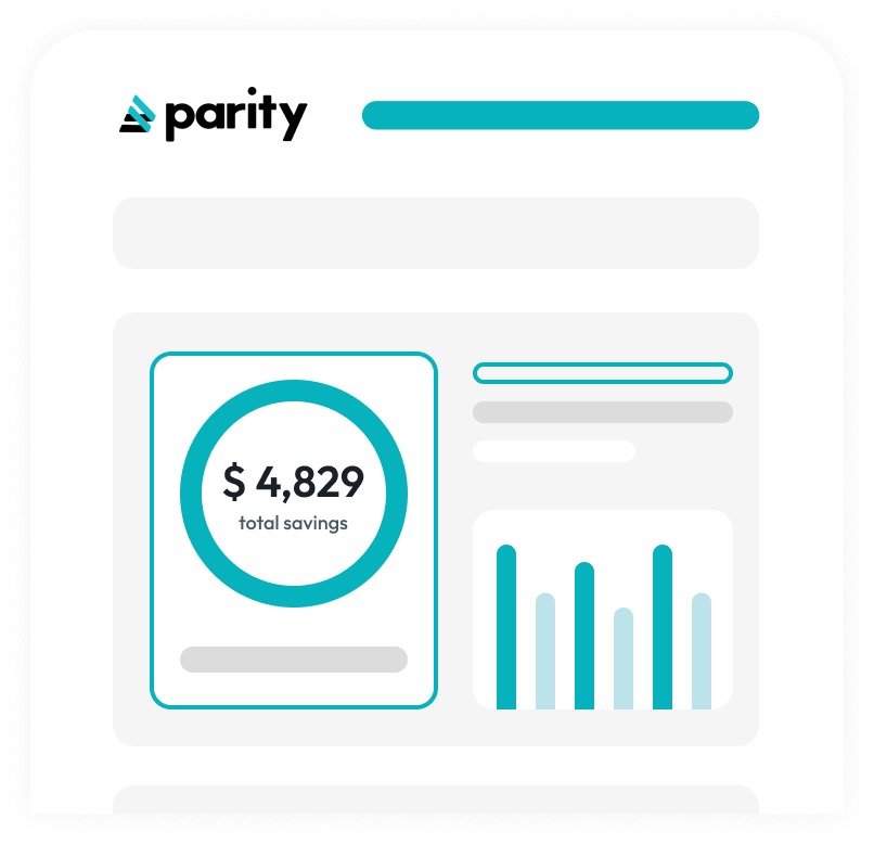 A mockup of Parity's Pi Savings dashboard. Pi is part of Parity's Optimizer Service.