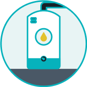 Domestic water icon. Domestic cold and hot water are HVAC systems that transport water throughout a building.