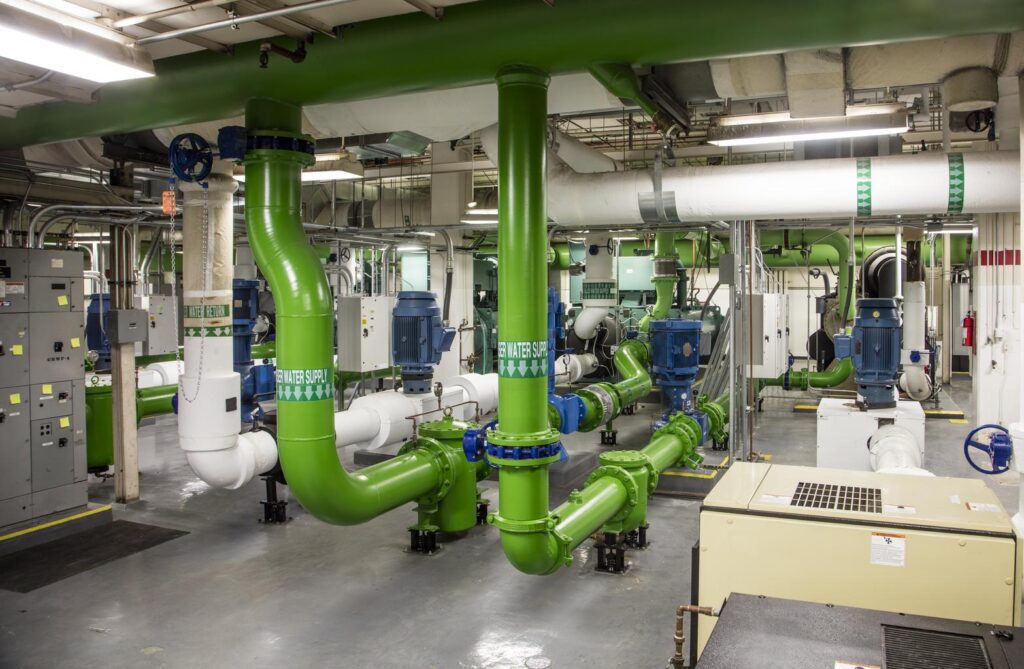 Mechanical room in the basement of a building where Parity can perform proactive maintenance.