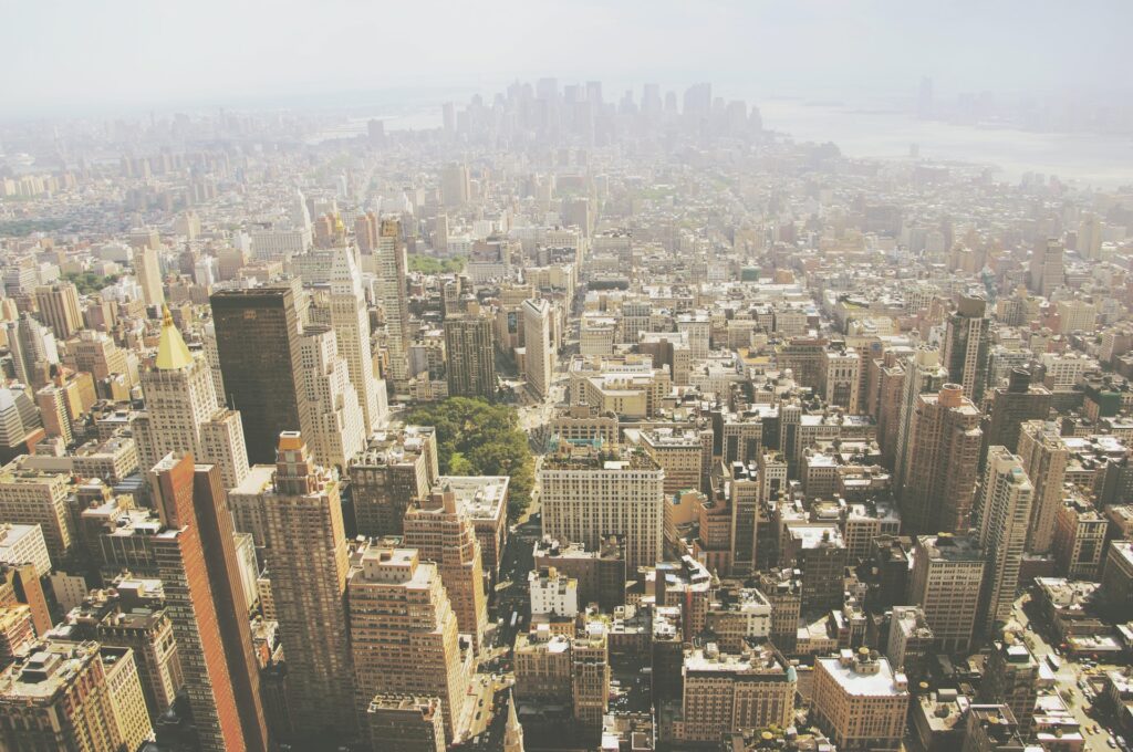 Skyline shot of New York City.