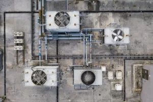 Top view of Cooling tower in building roof top