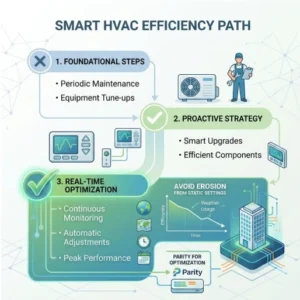 Diagram of smart HVAC system pathway to improved energy efficiency
